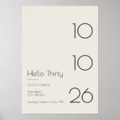 Hallo Dertig Minimal Modern 30e Verjaardag Poster (Voorkant)