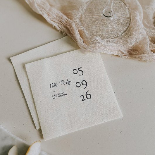 Hallo Dertig Minimal Modern 30e Verjaardag Servet