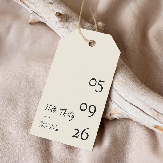 Hallo Dertig Minimal Modern 30ste Verjaardag Cadeaulabel