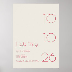 Hallo Dertig Minimal Modern 30ste Verjaardag Poster
