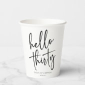 Hallo Dertig minimalistisch 30e verjaardagsfeestje Papieren Bekers (Achterkant)