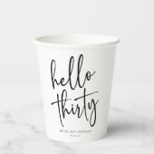 Hallo Dertig minimalistisch 30e verjaardagsfeestje Papieren Bekers (Voorkant)