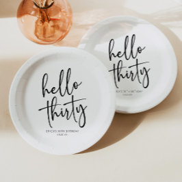 Hallo Dertig minimalistisch 30e verjaardagsfeestje Papieren Bordje