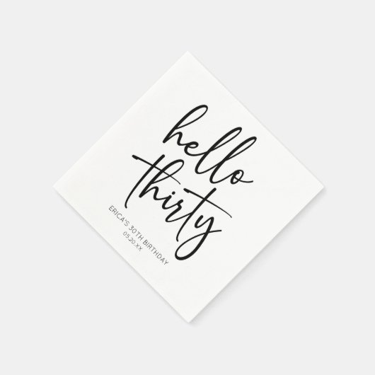 Hallo Dertig minimalistisch 30e verjaardagsfeestje Servet (Hoek)