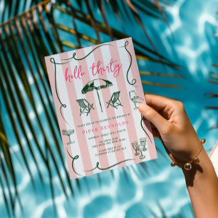Hallo Dertig   Modern Roze Script 30ste  Kaart