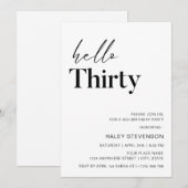 Hallo Dertig Modern Witte Minimalistische 30e Verj Kaart (Voorkant / Achterkant)