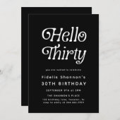 Hallo Dertig moderne retro 30e verjaardag Kaart (Voorkant / Achterkant)