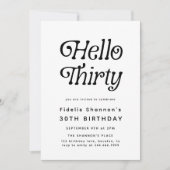 Hallo Dertig moderne retro 30e verjaardag Kaart (Voorkant)