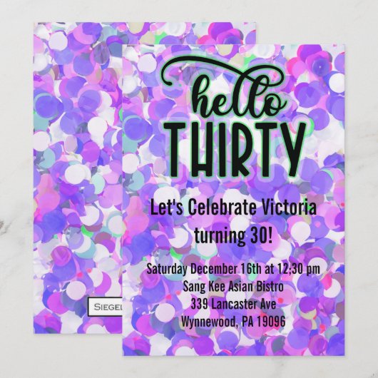 Hallo Dertig - Paars Kaart (Voorkant / Achterkant)