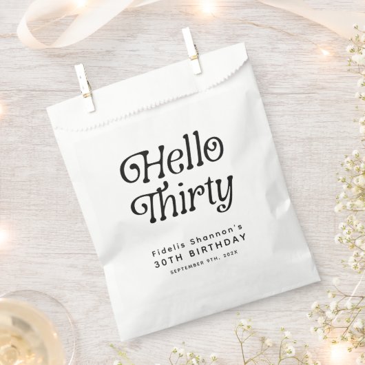 Hallo Dertig Retro 30e verjaardag Bedankzakje (Geknipt)