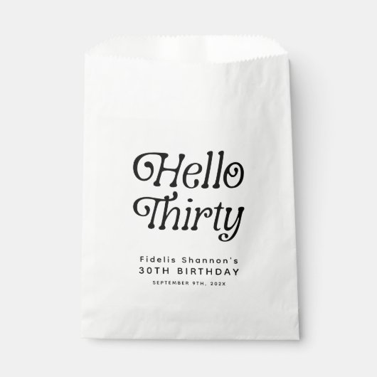 Hallo Dertig Retro 30e verjaardag Bedankzakje (Voorkant)