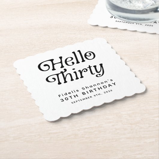 Hallo Dertig Retro 30e verjaardag Kartonnen Onderzetters (Gebogen)