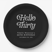 Hallo Dertig Retro 30e Verjaardag Welkom Papieren Bordje (Voorkant)