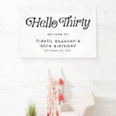 Hallo Dertig Retro 30e Verjaardag Welkom Spandoek (Insitu)