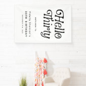 Hallo Dertig Retro 30e Verjaardag Welkom Spandoek (Insitu)