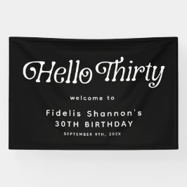 Hallo Dertig Retro 30e Verjaardag Welkom Spandoek