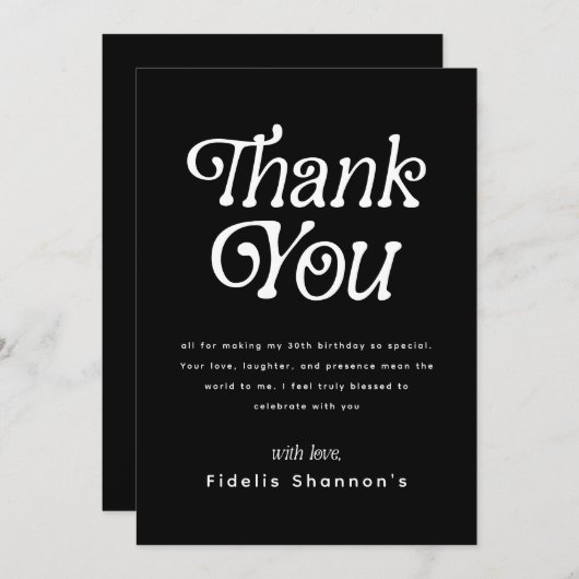 Hallo Dertig Retro 30ste Verjaardagsfeest Bedankkaart (Voorkant / Achterkant)