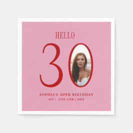 Hallo Dertig roze en rode foto 30e verjaardag Servet