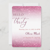 Hallo Dertig Roze Glitter 30e verjaardag Uitnodigi Kaart (Voorkant)