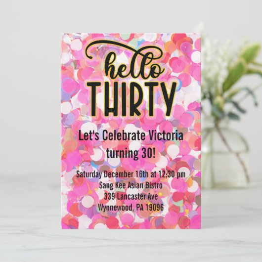 Hallo Dertig - roze Kaart (Staand voorkant)