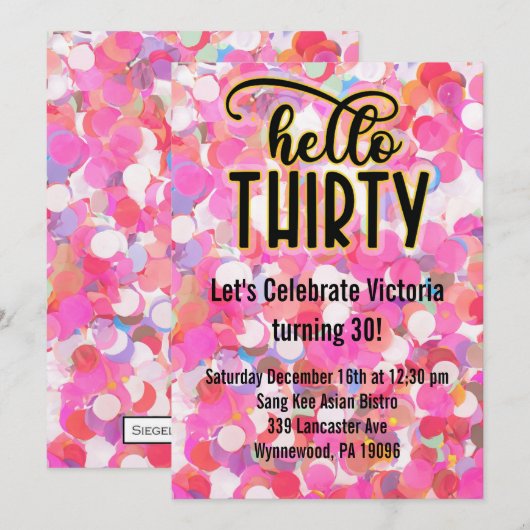 Hallo Dertig - roze Kaart (Voorkant / Achterkant)