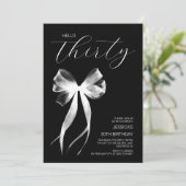 Hallo Dertig strik zwart en wit30e verjaardag Kaart (Staand voorkant)