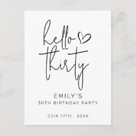 Hallo Dertig Verjaardag Minimalistisch Zwart Wit M Briefkaart