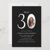 Hallo Dertig zwart-wit foto 30e verjaardag Kaart (Voorkant)