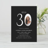 Hallo Dertig zwart-wit foto 30e verjaardag Kaart (Staand voorkant)