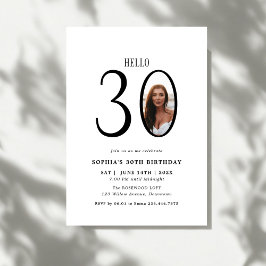 Hallo Dertig zwart-wit foto 30e verjaardag Kaart