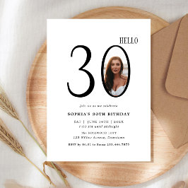 Hallo Dertig zwart-wit foto 30e verjaardag Kaart