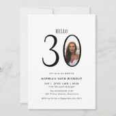 Hallo Dertig zwart-wit foto 30e verjaardag Kaart (Voorkant)