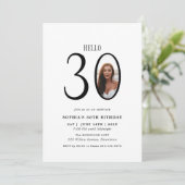 Hallo Dertig zwart-wit foto 30e verjaardag Kaart (Staand voorkant)