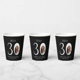 Hallo Dertig zwart-wit foto 30e verjaardag Papieren Bekers
