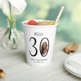 Hallo Dertig zwart-wit foto 30e verjaardag Papieren Bekers