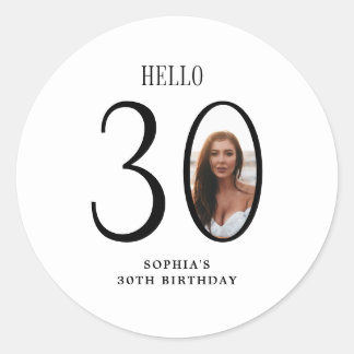 Hallo Dertig zwart-wit foto 30e verjaardag Ronde Sticker