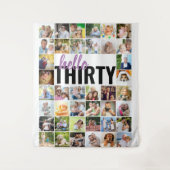 Hallo Dertigste 30e Verjaardag 40 Foto Collage  Wandkleed (Voorkant)