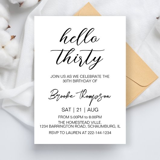 Hallo Dertigste verjaardagsfeestje 30 jaar oud Kaart