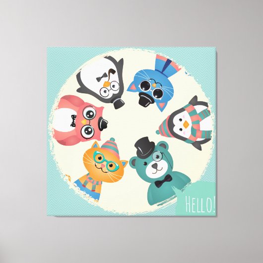 hallo! Dierenvriendelijke cirkel Canvas Afdruk (Voorkant)