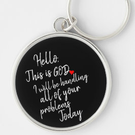 'Hallo, dit is God.' Eenvoudig Krachtig Geloofscad Sleutelhanger