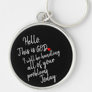 'Hallo, dit is God.' Eenvoudig Krachtig Geloofscad Sleutelhanger