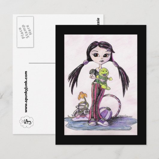 hallo Dollies: Leela the Pouty Girl Briefkaart (Voorkant / Achterkant)