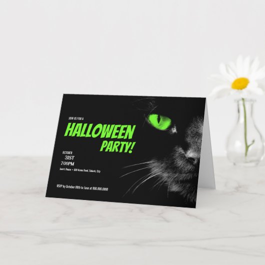 Hallo Donkergroene ogen Halloween Party Kaart (Kleine Plant)