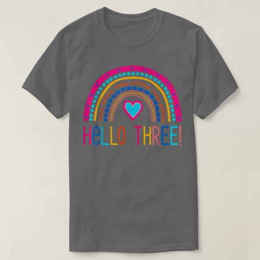 hallo Drie Regenboog ik ben drie jaar oud en geluk T-shirt (Design voorkant)