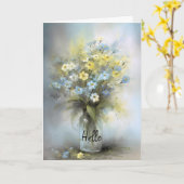 Hallo Dromerige bloemen in Vaas Hi Kaart (Gele Bloem)