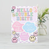 Hallo Dubbele cijfers Verjaardagsuitnodiging Sjabl Kaart (Staand voorkant)