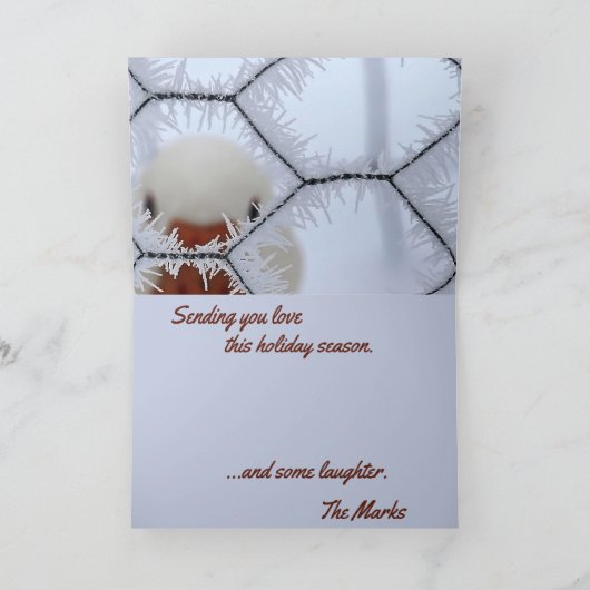 hallo! Duck achter gevroren hek seculiere kerst Kaart (Binnen)