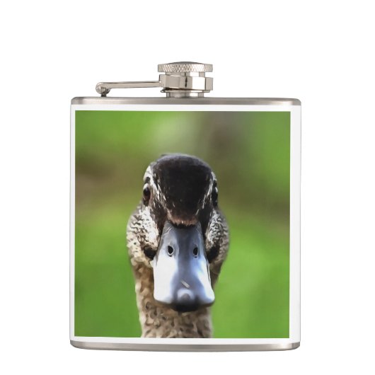 hallo Ducky Quirky Duck Portrait Heupfles (Voorkant)