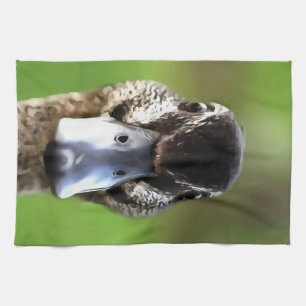 hallo Ducky Quirky Duck Portrait Theedoek