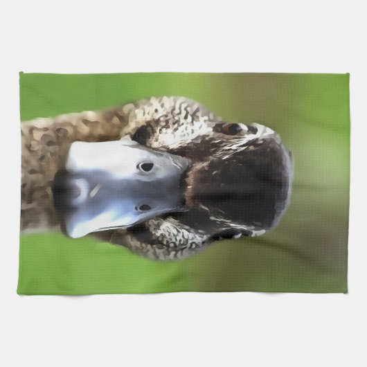 hallo Ducky Quirky Duck Portrait Theedoek (Horizontaal)